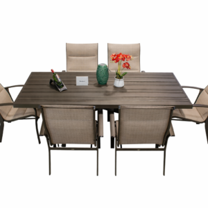Fremont 7 Piece Rectangle Dining Set in Twilight and Elevation Stone