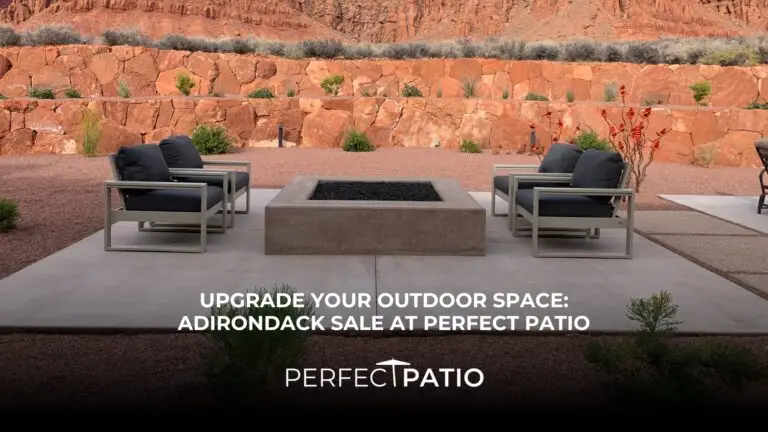 Cozy outdoor setting with Polywood Adirondack chairs, perfect for fall entertaining at Perfect Patio.