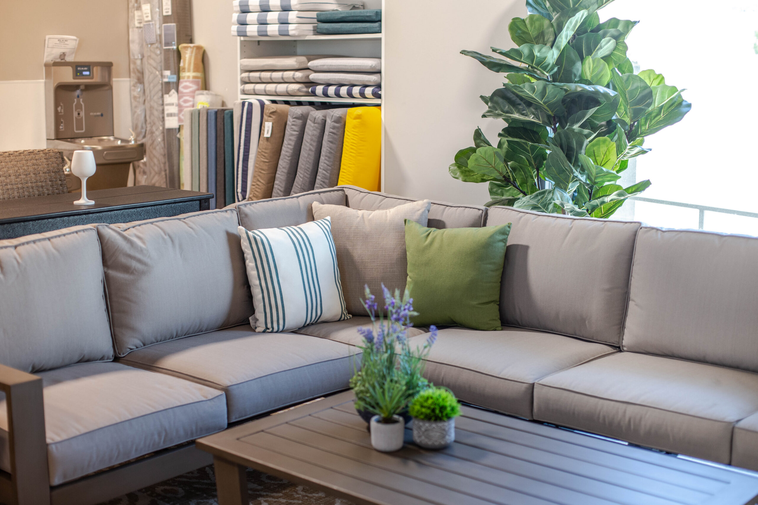 Edge 6-Piece Sectional in Vintage Coffee & Dune Burlap